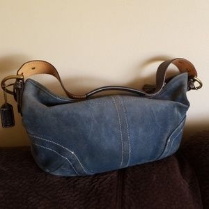 Blue suede Coach purse